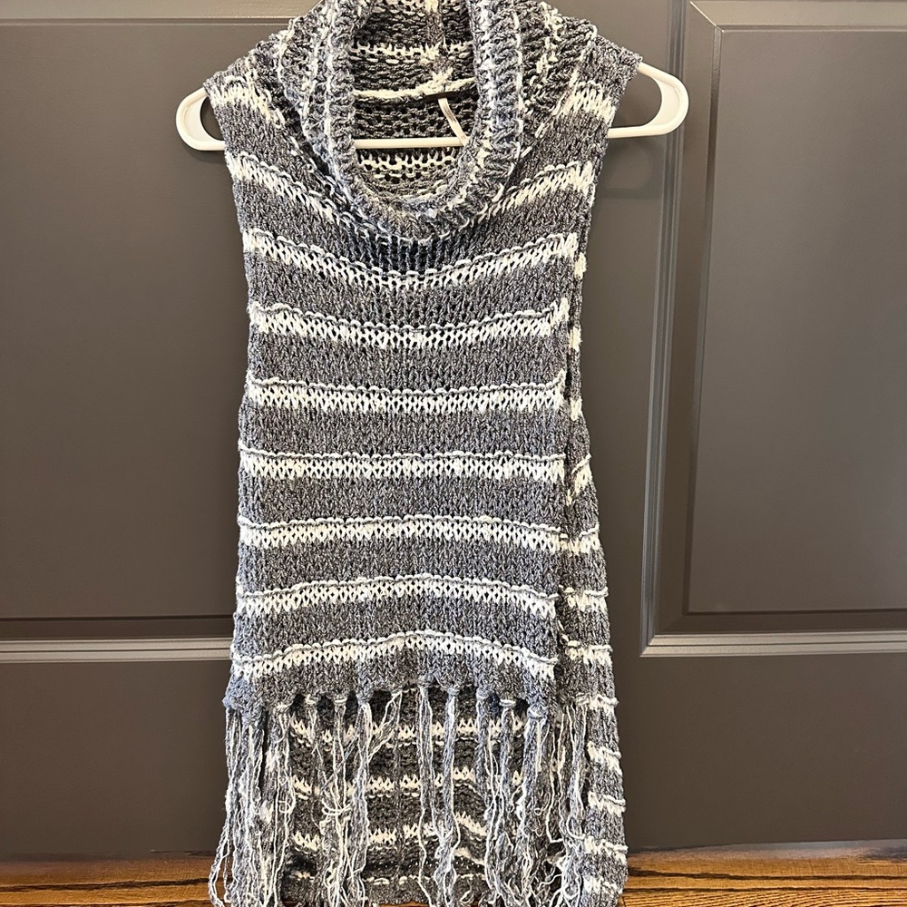 Gray and White Striped Women's Sweater